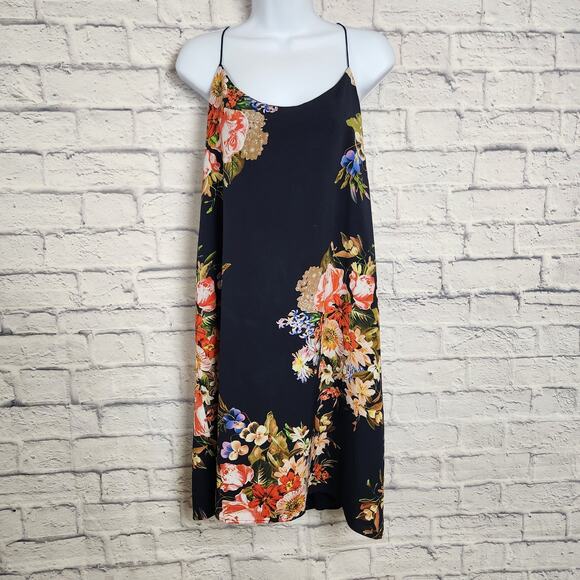 Lila Rose Dresses & Skirts - Lila Rose Dress Womens Size Large Navy Floral Mini Shift Dress Spaghetti Straps